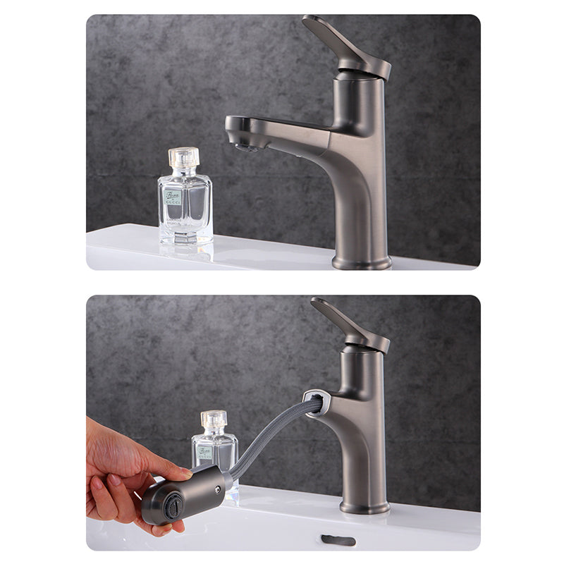 Contemporary Basin Faucet Copper Pure Color Single Lever Retractable Basin Faucet