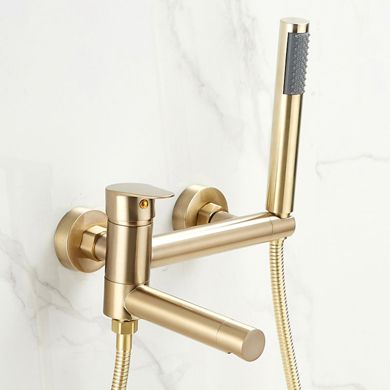 Contemporary Wall Mounted Bathtub Filler Single Handle Metal Faucet