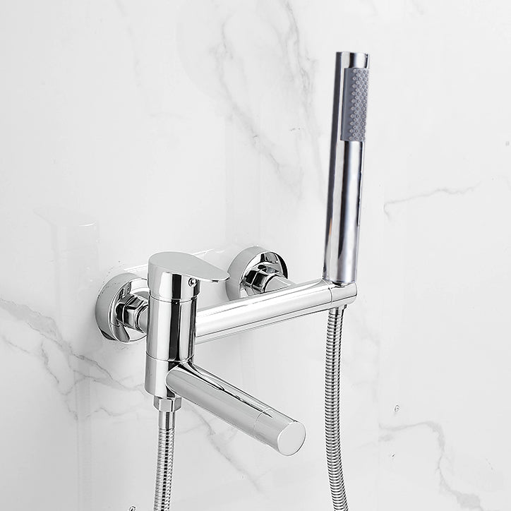 Contemporary Wall Mounted Bathtub Filler Single Handle Metal Faucet