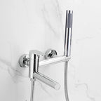 Contemporary Wall Mounted Bathtub Filler Single Handle Metal Faucet