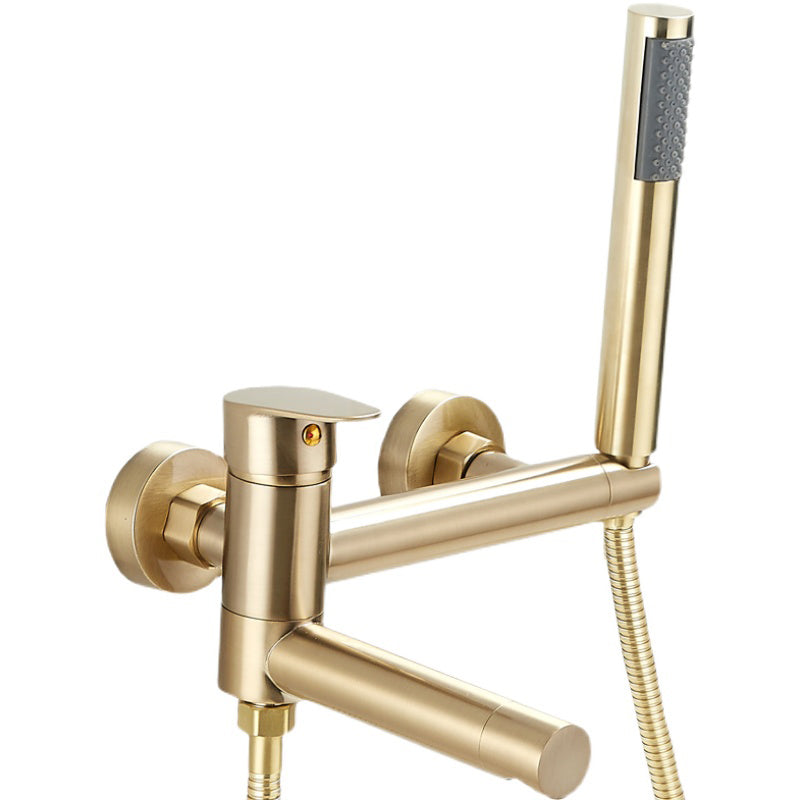 Contemporary Wall Mounted Bathtub Filler Single Handle Metal Faucet