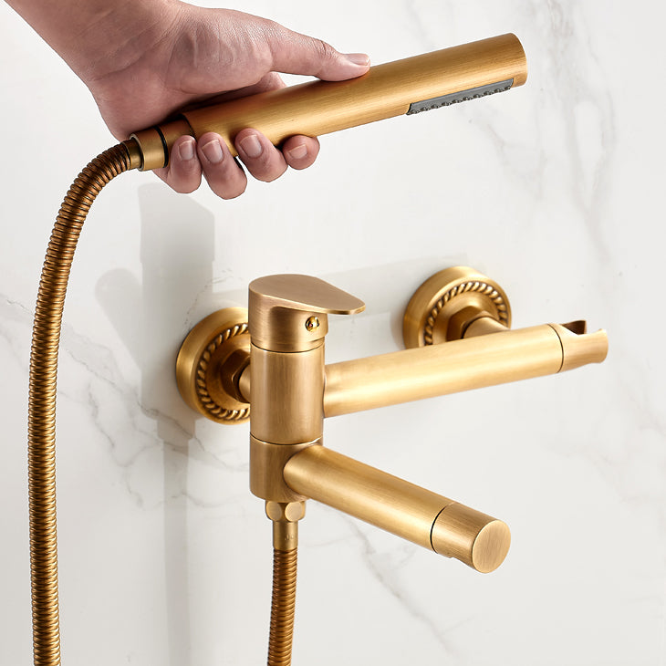 Contemporary Wall Mounted Bathtub Filler Single Handle Metal Faucet