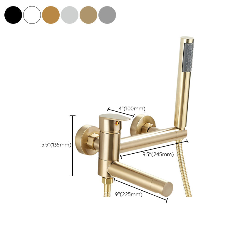 Contemporary Wall Mounted Bathtub Filler Single Handle Metal Faucet