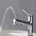 Round contemporary bathroom faucet with lever handle and single hole installation