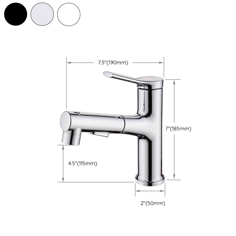 Round contemporary bathroom faucet with lever handle and single hole installation