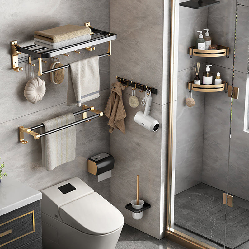 Modernism Bathroom Accessories Hardware Set Black & Gold Bathroom Shelf/Towel Bar