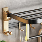 Modernism Bathroom Accessories Hardware Set Black & Gold Bathroom Shelf/Towel Bar