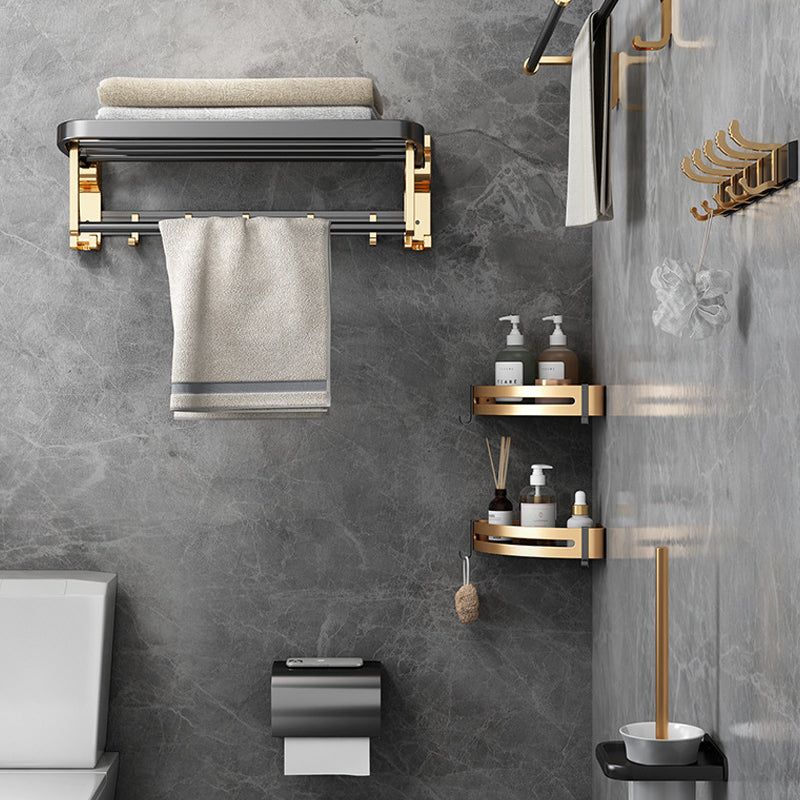 Modernism Bathroom Accessories Hardware Set Black & Gold Bathroom Shelf/Towel Bar