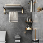 Modernism Bathroom Accessories Hardware Set Black & Gold Bathroom Shelf/Towel Bar