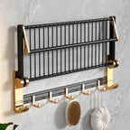 Modernism Bathroom Accessories Hardware Set Black & Gold Bathroom Shelf/Towel Bar
