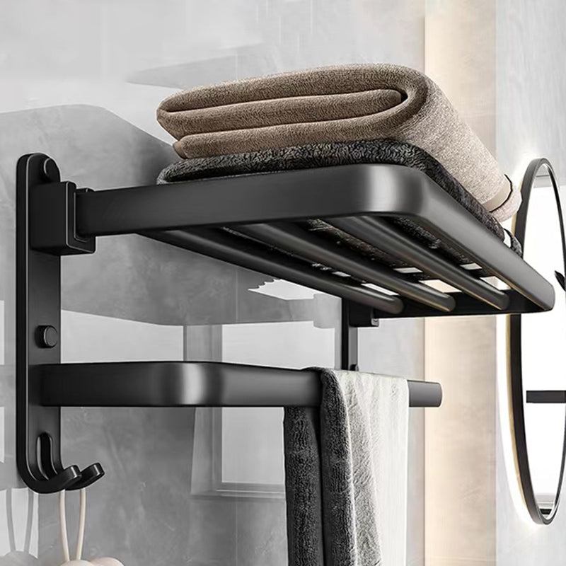 Black Aluminum Bathroom Accessory Set Modern Bathroom Shelf / Towel Bar & Paper Holder