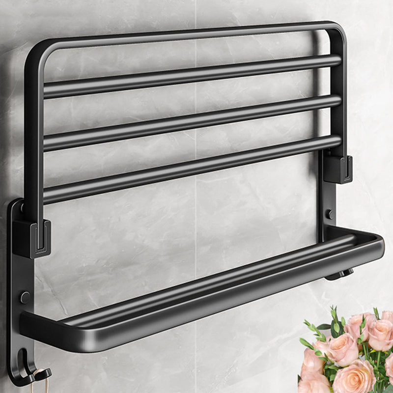 Black Aluminum Bathroom Accessory Set Modern Bathroom Shelf / Towel Bar & Paper Holder
