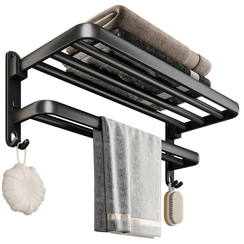 Black Aluminum Bathroom Accessory Set Modern Bathroom Shelf / Towel Bar & Paper Holder