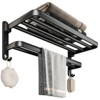Black Aluminum Bathroom Accessory Set Modern Bathroom Shelf / Towel Bar & Paper Holder