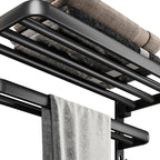 Black Aluminum Bathroom Accessory Set Modern Bathroom Shelf / Towel Bar & Paper Holder