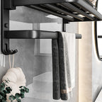 Black Aluminum Bathroom Accessory Set Modern Bathroom Shelf / Towel Bar & Paper Holder