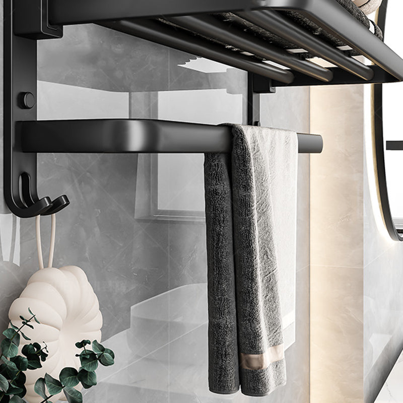 Black Aluminum Bathroom Accessory Set Modern Bathroom Shelf / Towel Bar & Paper Holder