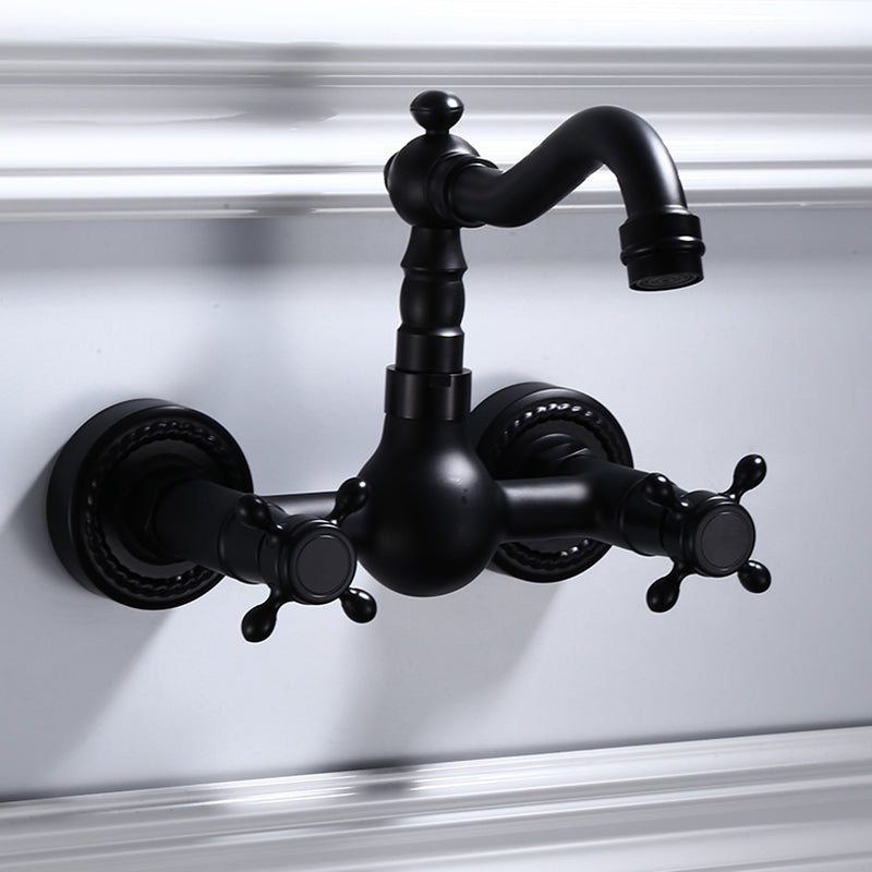 Traditional Wall Mounted Metal Bathtub Filler Low Arc Waterfall Bathroom Faucet
