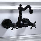 Traditional Wall Mounted Metal Bathtub Filler Low Arc Waterfall Bathroom Faucet