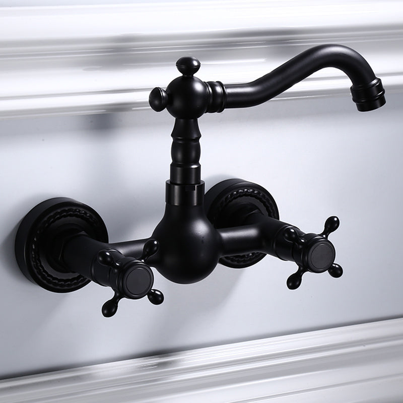 Traditional Wall Mounted Metal Bathtub Filler Low Arc Waterfall Bathroom Faucet