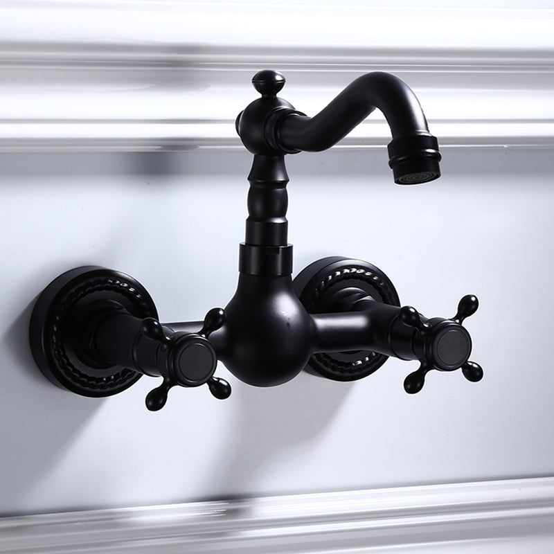Traditional Wall Mounted Metal Bathtub Filler Low Arc Waterfall Bathroom Faucet