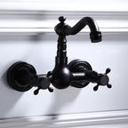 Traditional Wall Mounted Metal Bathtub Filler Low Arc Waterfall Bathroom Faucet