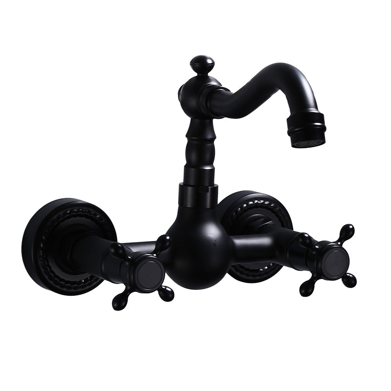 Traditional Wall Mounted Metal Bathtub Filler Low Arc Waterfall Bathroom Faucet