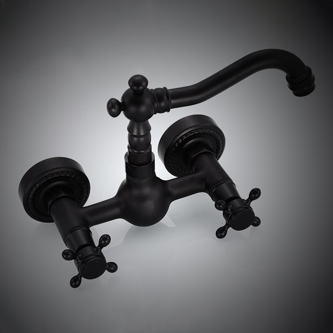 Traditional Wall Mounted Metal Bathtub Filler Low Arc Waterfall Bathroom Faucet
