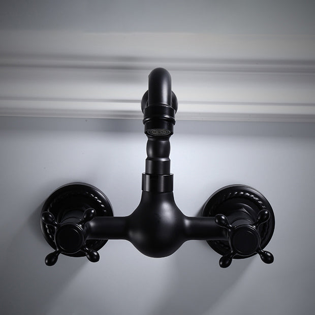 Traditional Wall Mounted Metal Bathtub Filler Low Arc Waterfall Bathroom Faucet