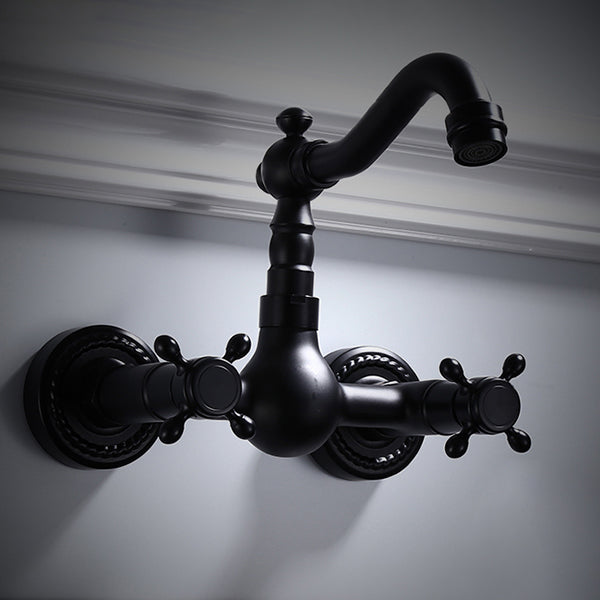Traditional Wall Mounted Metal Bathtub Filler Low Arc Waterfall Bathroom Faucet
