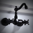 Traditional Wall Mounted Metal Bathtub Filler Low Arc Waterfall Bathroom Faucet