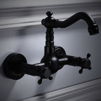 Traditional Wall Mounted Metal Bathtub Filler Low Arc Waterfall Bathroom Faucet