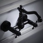 Traditional Wall Mounted Metal Bathtub Filler Low Arc Waterfall Bathroom Faucet