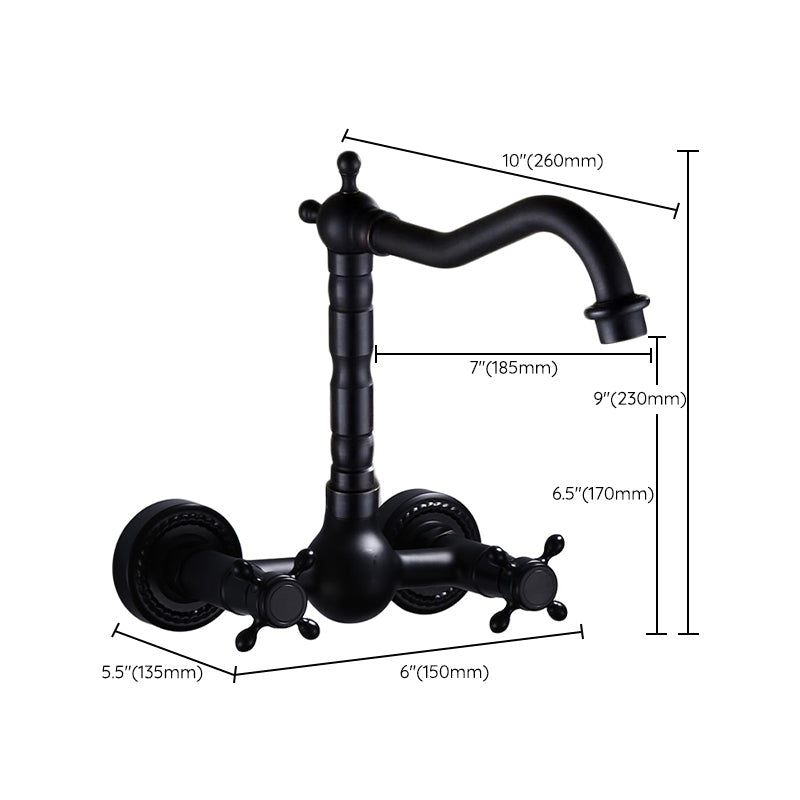 Traditional Wall Mounted Metal Bathtub Filler Low Arc Waterfall Bathroom Faucet