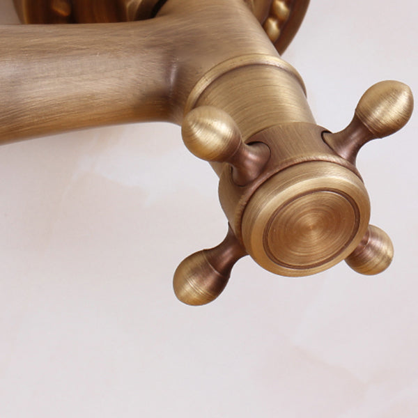 Traditional Wall-Mounted Metal Bathtub Filler Double Handles Waterfall Bathtub Faucet Trim