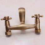 Traditional Wall-Mounted Metal Bathtub Filler Double Handles Waterfall Bathtub Faucet Trim