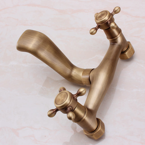 Traditional Wall-Mounted Metal Bathtub Filler Double Handles Waterfall Bathtub Faucet Trim