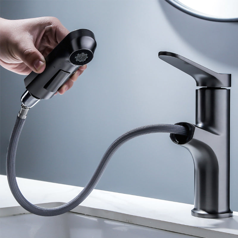 Vessel Sink Faucet Modern Pull-Out Bathroom Faucet with One Lever Handle