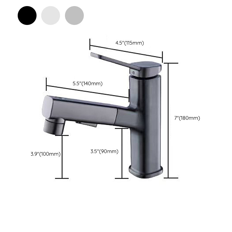 Vessel Sink Faucet Modern Pull-Out Bathroom Faucet with One Lever Handle