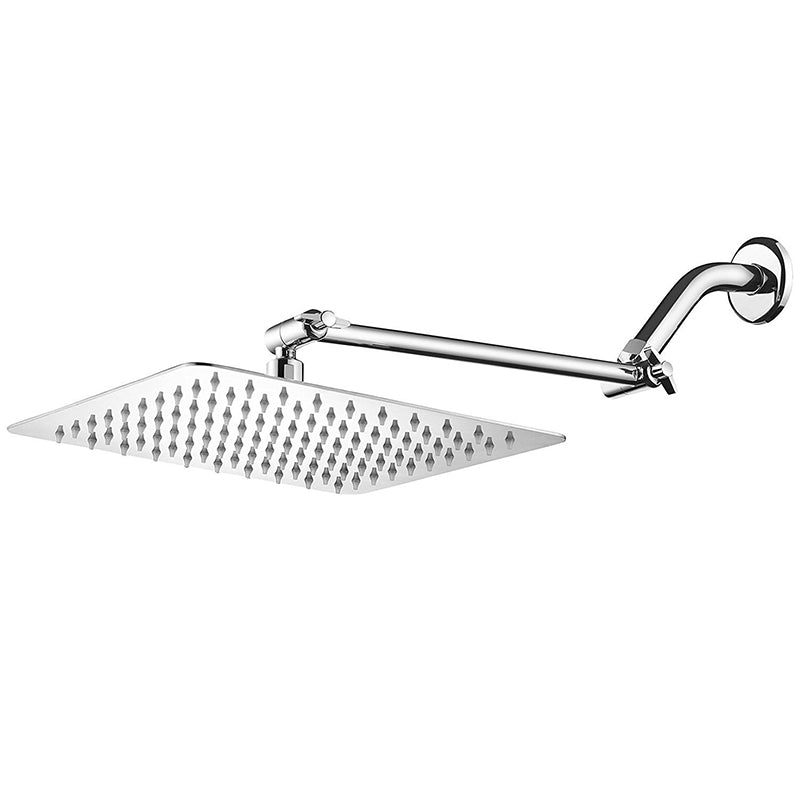 Contemporary Shower Combo Fixed Shower Head Stainless Steel Wall Mount Square Shower Head