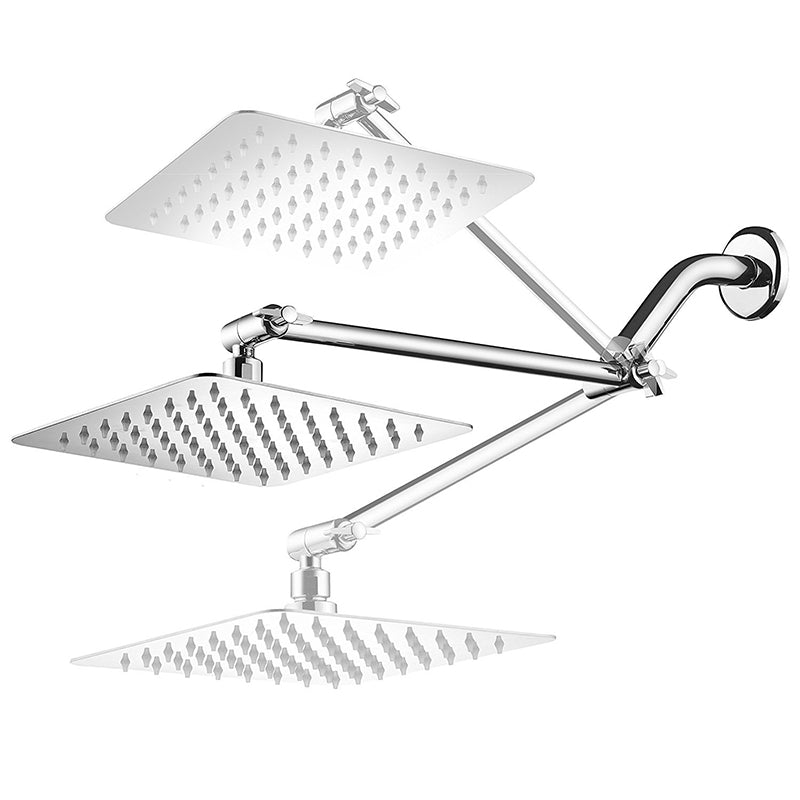 Contemporary Shower Combo Fixed Shower Head Stainless Steel Wall Mount Square Shower Head