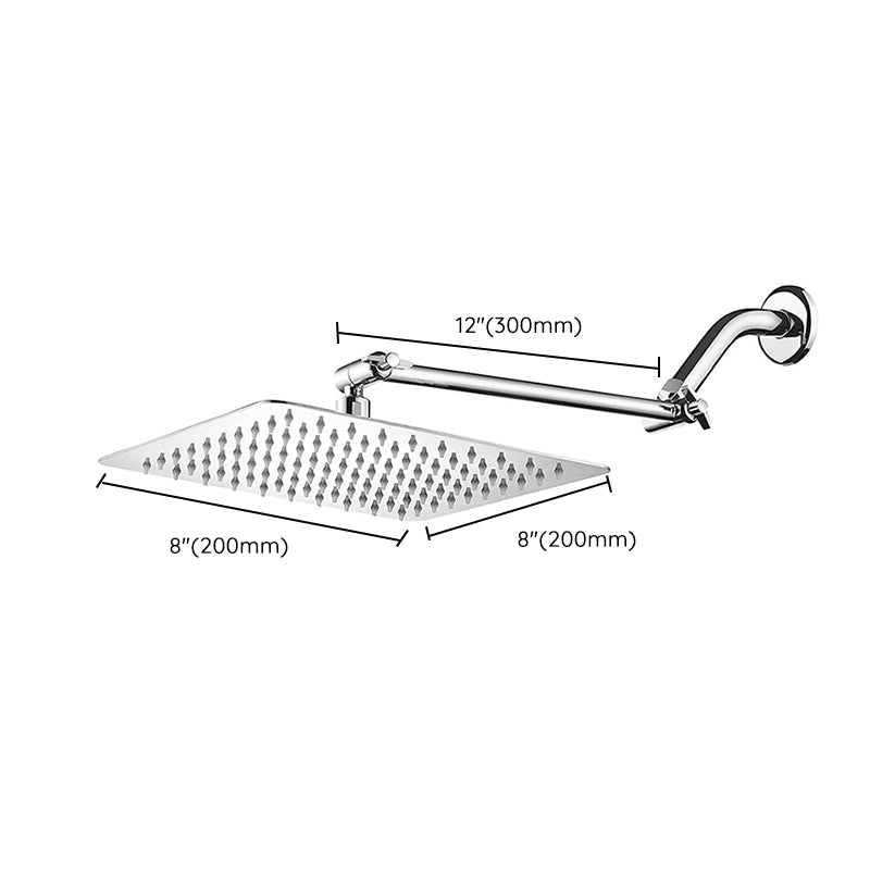 Contemporary Shower Combo Fixed Shower Head Stainless Steel Wall Mount Square Shower Head