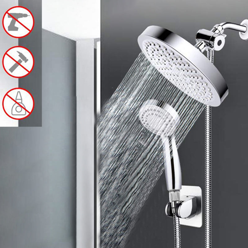Contemporary Shower Combination Double Shower Head Chrome Wall Mounted Round Shower Head