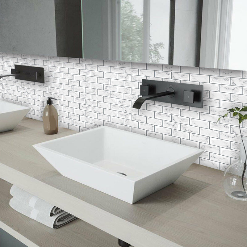 Peel and Stick Tiles Rectangular Stain Resistant PVC Subway Peel and Stick Tiles for the Kitchen