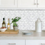 Peel and Stick Tiles Rectangular Stain Resistant PVC Subway Peel and Stick Tiles for the Kitchen