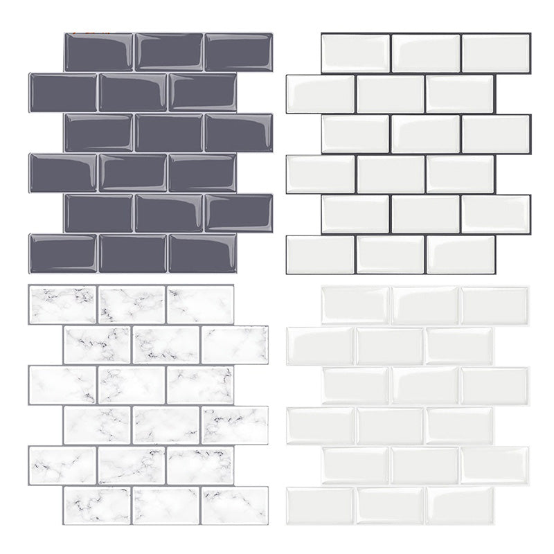 Peel and Stick Tiles Rectangular Stain Resistant PVC Subway Peel and Stick Tiles for the Kitchen