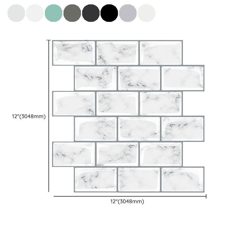 Peel and Stick Tiles Rectangular Stain Resistant PVC Subway Peel and Stick Tiles for the Kitchen