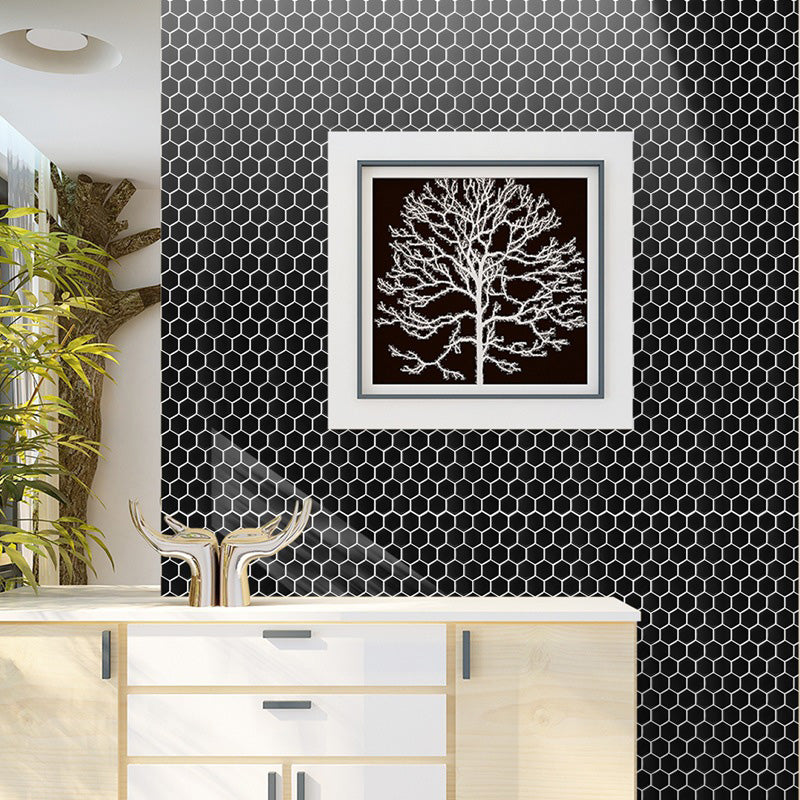 Hexagonal Peel & Stick Tile Stain-Resistant Plastic Peel & Stick Tile for Shower