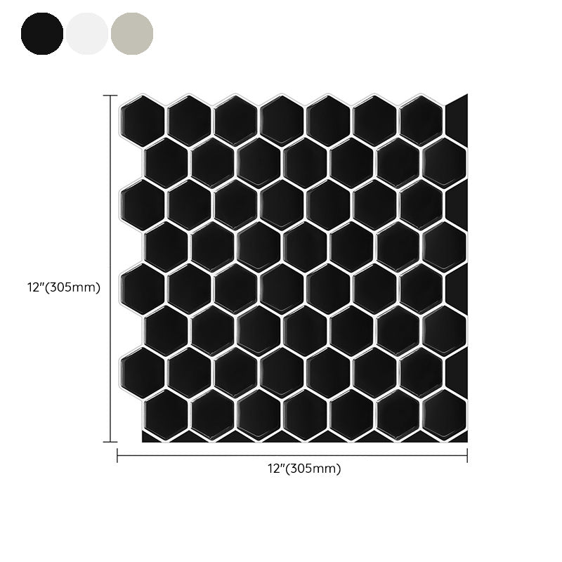 Hexagonal Peel & Stick Tile Stain-Resistant Plastic Peel & Stick Tile for Shower
