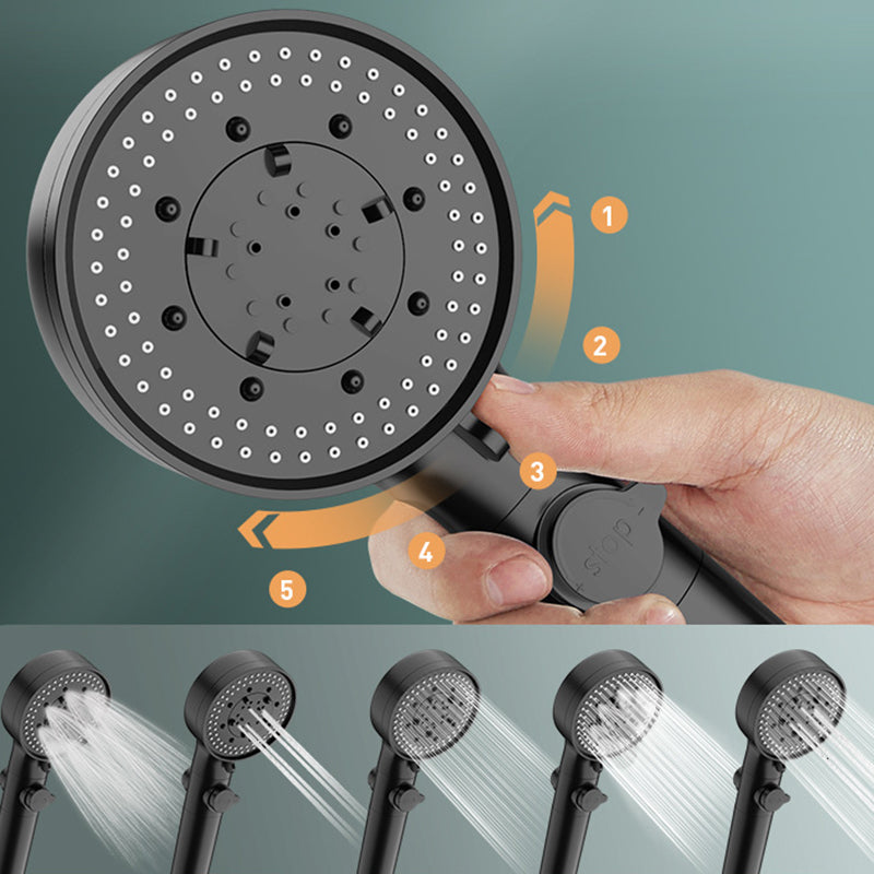Bathroom Shower Head 5-Stream Round Hand Shower Holder Wall Mount Shower Head